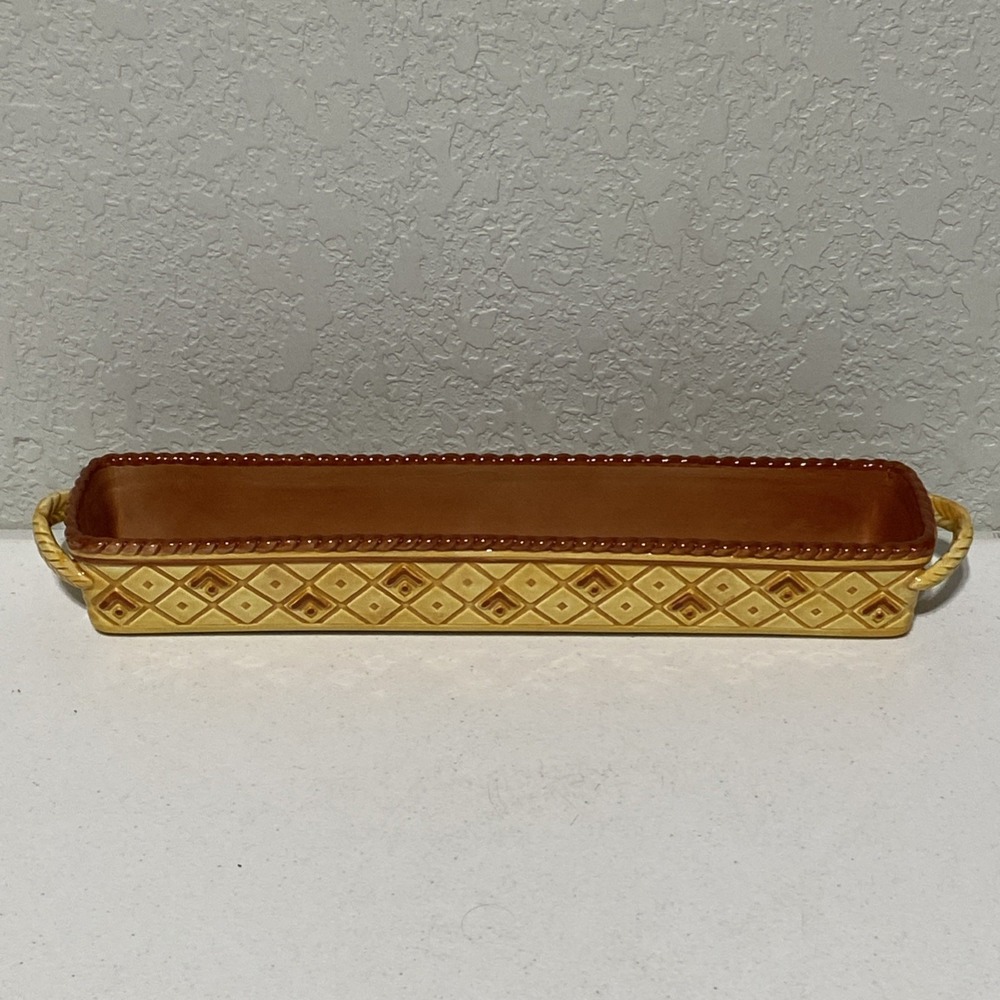 Fitz & Floyd Cracker Boat Classics Gallo de Oro Long Serving Tray Dish Tuscan